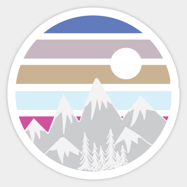 Striped Mountains Circle Sticker by Richardsonh25